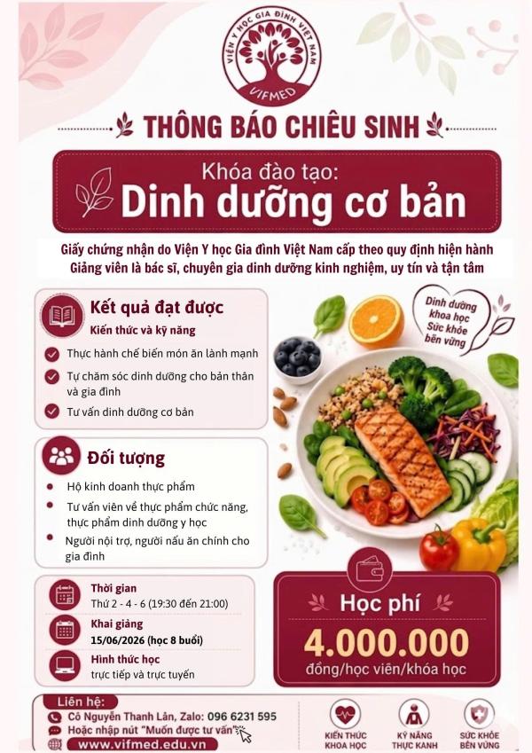 Chiêu sinh lớp dinh dưỡng